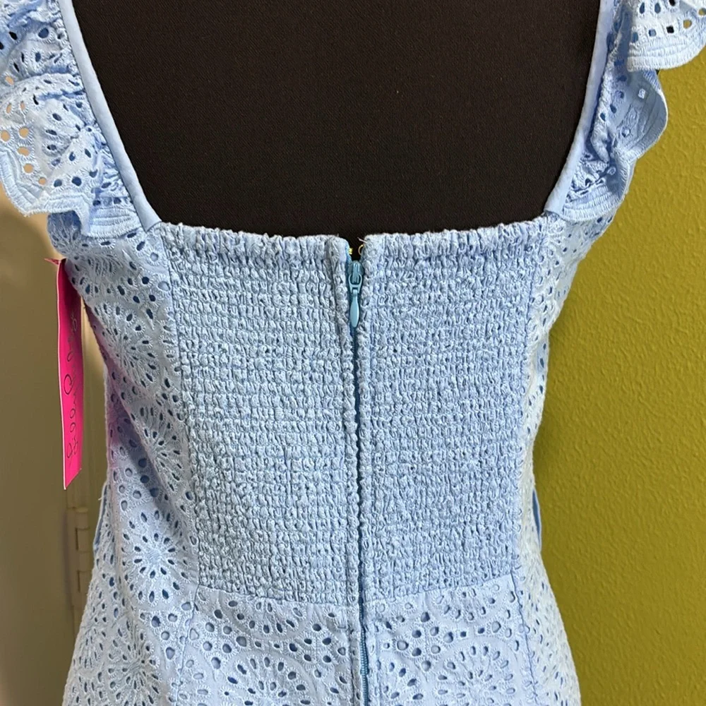 Lilly Pulitzer Ryann Eyelet Shift Dress Frenchie Blue Kaleidoscope NWT S… - Picture 7 of 14